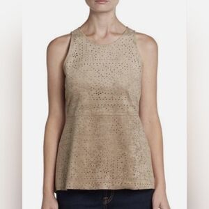 102. BCBG Maxazria Caralyn Faux Suede Peplum Top